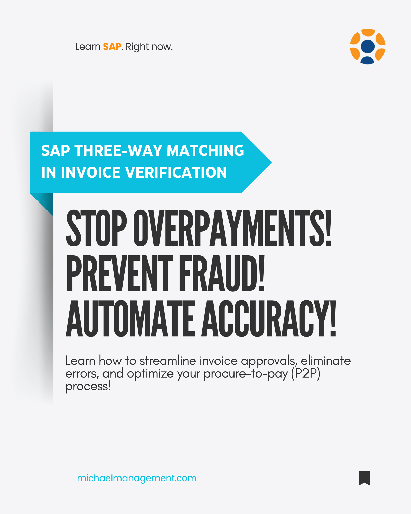 Illustration of SAP Three-Way Matching process—comparing Purchase Orders (PO), Goods Receipts (GR), and Invoices (IV) for seamless verification and fraud prevention.