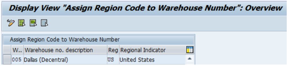 SAP Assign region code