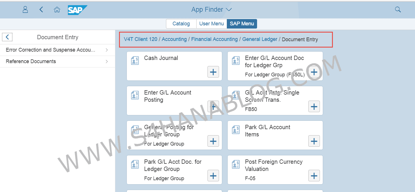 GUI Menu Fiori 2.0