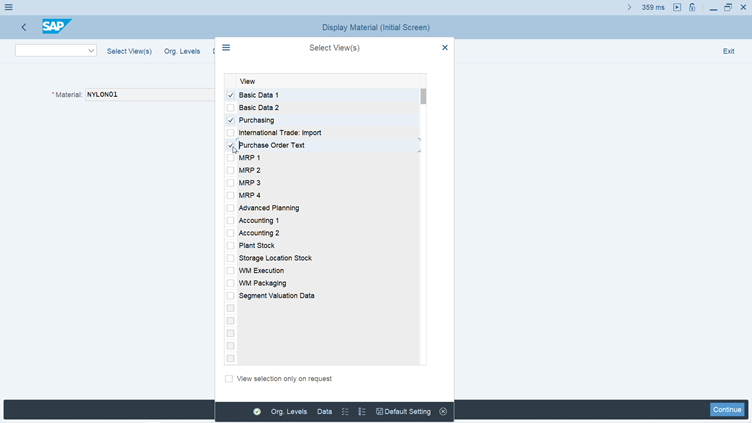 Figure 2 Selection views to maintain for a given material