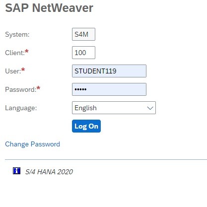 SAP GUI Screen