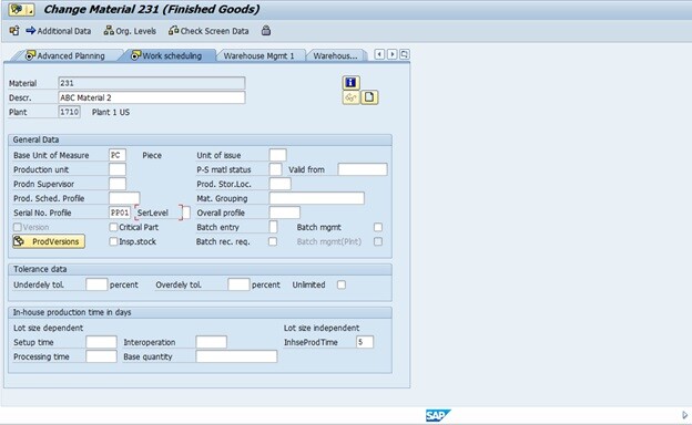 Serial Profile in Material Master