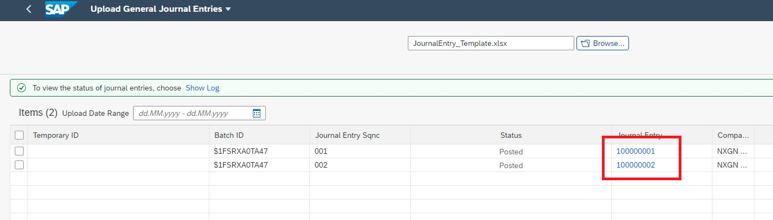 Upload General Journal Entries Post