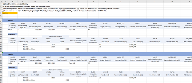 Upload General Journal Entries Template