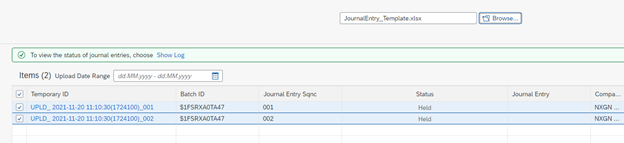 Upload General Journal Entries Issues